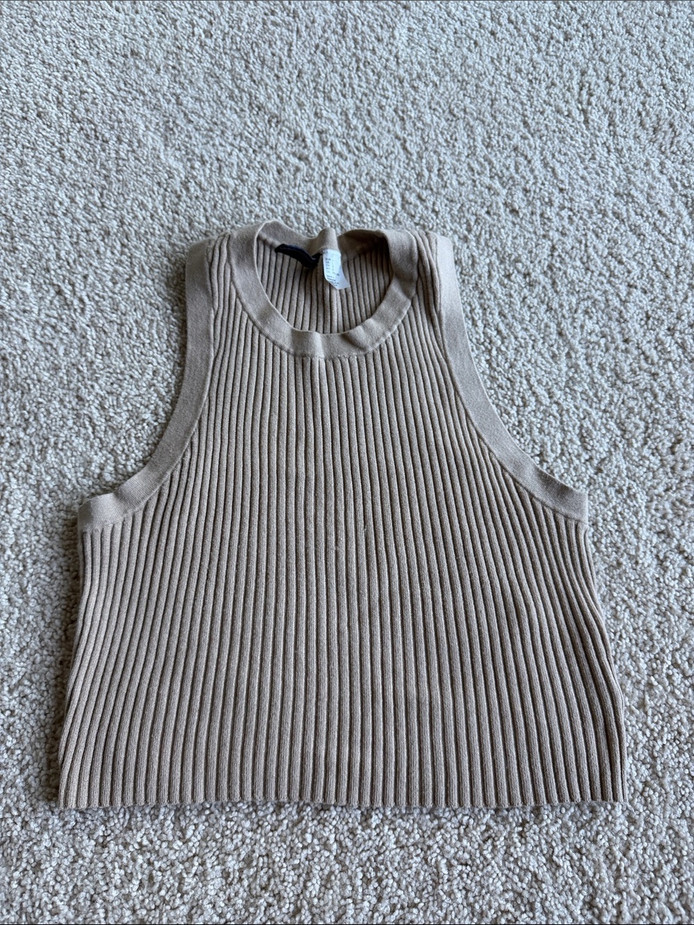 H&M Ribbed Sleeveless Tank Top - Taupe Beige